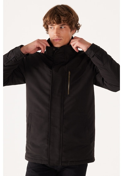 Wrangler Regular Fit Normal Kesim Kapüşonlu Siyah Parka W40BWW001 Siyah