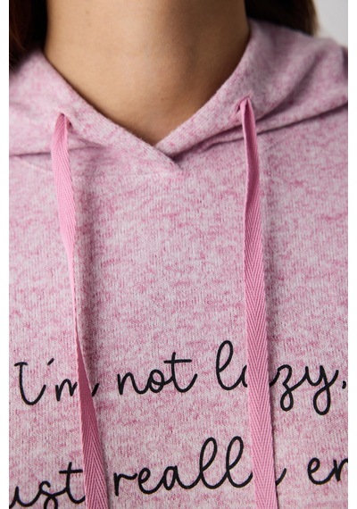 Penti Maybe Later Kapüşonlu Lila Sweatshirt Pijama Üstü