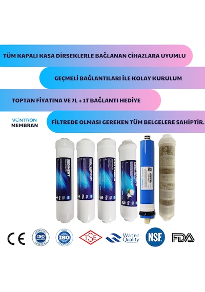 13 Aşamalı Kapalı Kasa Çubuklu Vontron Membranlı Filtre Seti Yeni Ürün -