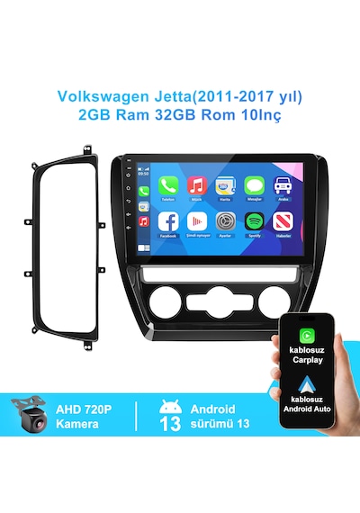 Volkswagen Jetta 2011-2017yıl 2gb Ram 32gb Rom Carplay Navigasyon