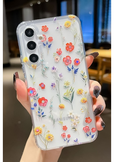 Samsung Galaxy Uyumlu S23 Kılıf Solmayan Imd Baskı Desenli, Şeffaf Tpu+pc Botanik Kapak