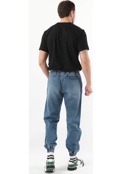 Banny Jeans Erkek Beli Lastikli Jogger Pantolon Mavi