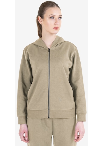 Lescon Bej Kadın Fermuarlı Kapüşonlu Sweatshirt 23n-2219