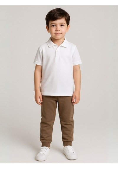 Zekids Çocuk Beli Paçası Lastikli Yumuşak Dokulu Okul Eşofman Altı-16088 Kahverengi