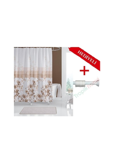 Tropik Home Çiçekli Banyo Perdesi Askı  180x200cm Tek Kanat Duş Perdesi, Renkli Banyo Duş Perdesi Diğer