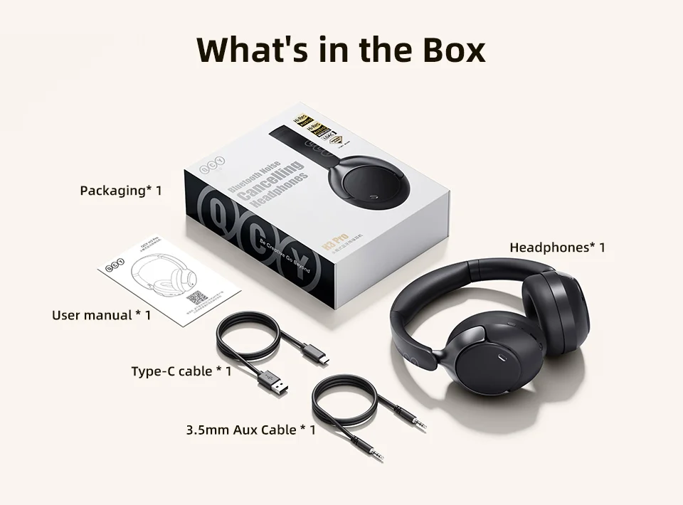Qcy H3 Pro Hybrid Anc Hi-res Ldac Bluetooth 5.4 Kablosuz Kulaklık Beyaz