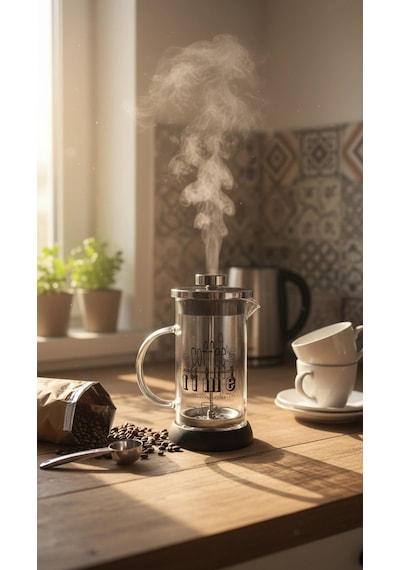 Tasarım French Press - Filtre Kahve Ve Bitki Çayı Demliği 350 Ml Siyah Çok Renkli