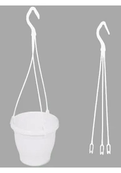 Katı Plastik Makrome Askılı Saksı 10 Adet Beyaz 16 Cm, Mkr1203202491 Diğer