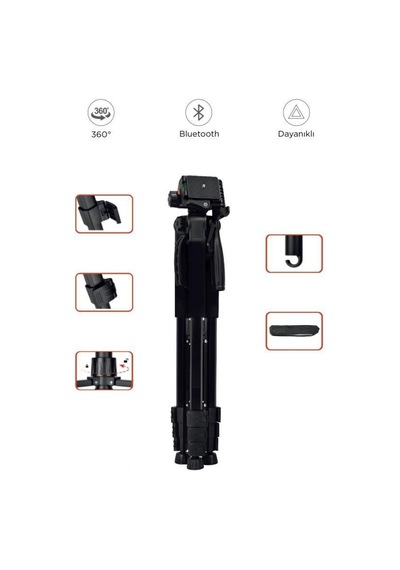 8850 Profesyonel 1.2m Su Terazili Tripod Kamera Tripod