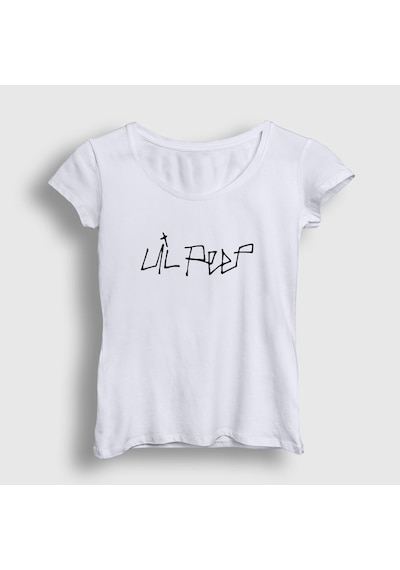 Presmono Kadın Logo Lil Peep T-shirt Beyaz