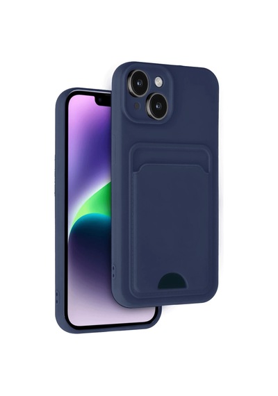 Mey İthalat Apple Uyumlu iPhone 14 Kılıf Kelvin Kartvizitli Silikon - Lacivert
