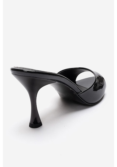 Luvishoes Tıera Siyah Rugan Kadın İnce Topuklu Terlik