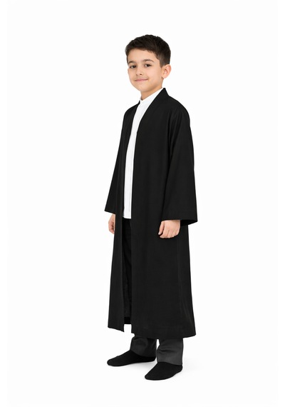Erkek Cocuk Namaz Cübbesi, Buhara Yaka Namaz Elbisesi, Siyah Lacivert Namaz Kostüm Siyah