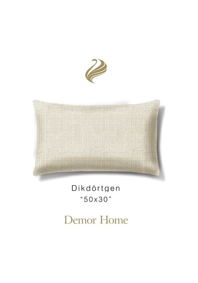 Br Demor Home Keten Dokulu Krem Rengi Kırlent Yastık Kılıfı