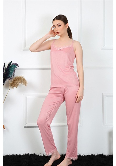 Akbeniz Kadın İp Askılı Somon Pijama Takım 4136 - L Somon