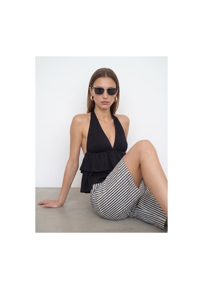 Dilvin 33017 Lyocell Halter Top-siyah-16459
