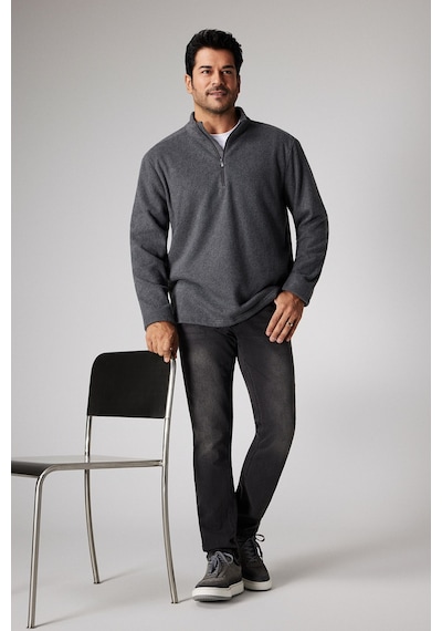 AC&Co / Altınyıldız Classics Anti-Pilling Tüylenme Yapmayan Bato Yaka Erkek Polar Sweatshirt Antrasit Melanj AC&Co / Altınyıldız Classics Anti-Pilling Tüylenme Yapmayan Bato Yaka Erkek Polar Sweatshirt Antrasit Melanj