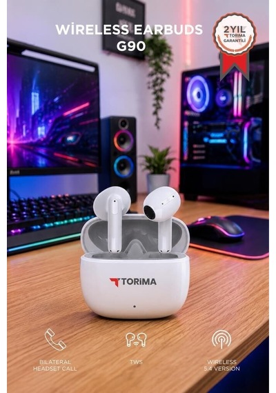 Özel Üretim Müzik Ofis Pratik Bluetooth Kulaklık Kulak İçi G90 Beyaz