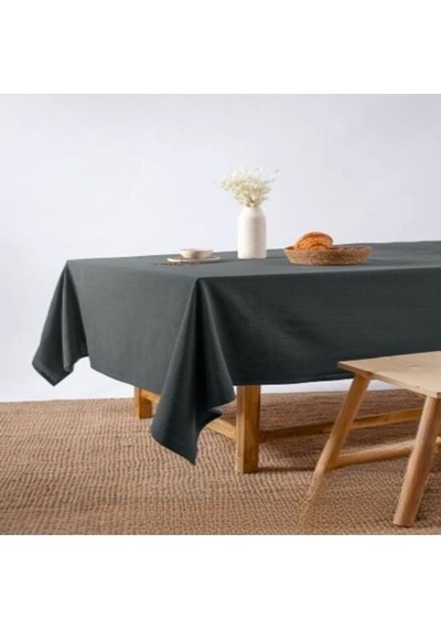 Dnc Home Tekstil  Premium Keten Gri Füme Düz Masa Örtüsü 001