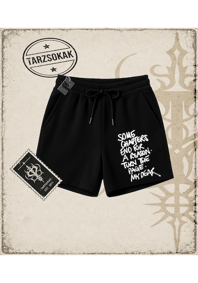 Tarzsokak Gotik & Grunge Streetwear Some Chapters Unisex Şort Siyah