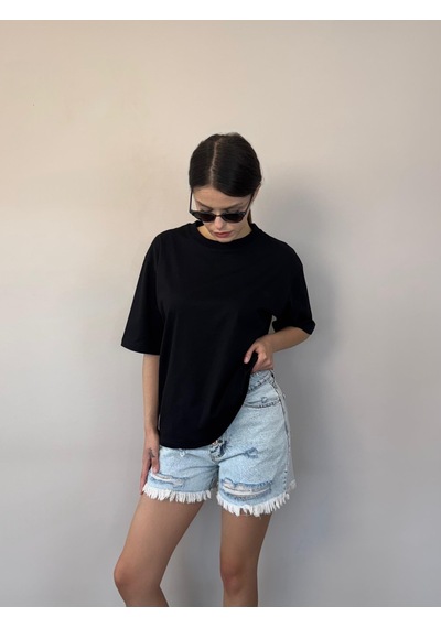 Kadın Oversize Tişört-siyah SIYAH