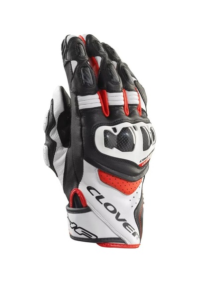 Clover Rsc-4 Korumalı Motosiklet Eldiveni Siyah Beyaz Kırmızı
