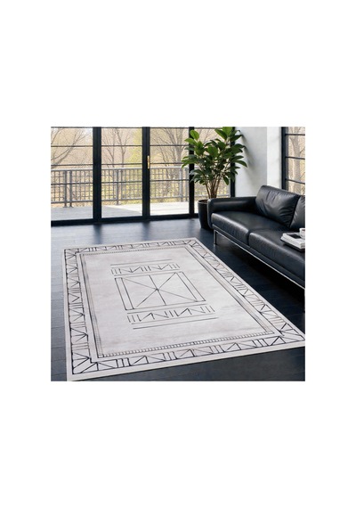 Modern Geometrik Krem Kilim Kaymaz Taban,yıkanabilir,iskandinav Salon&oturma Odası Kilimi Krem Krem