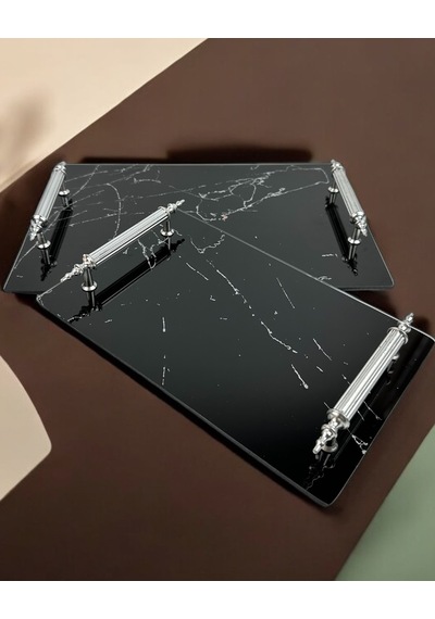 Quartz Dekoratif Söz Nişan Tepsisi Gümüş Gümüş