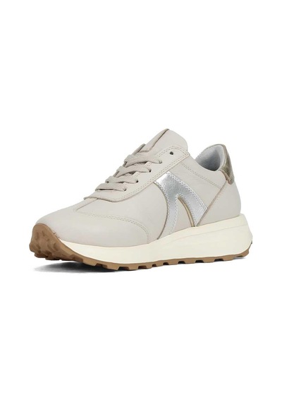 Kadın Bej Bağcıklı Deri Sneaker