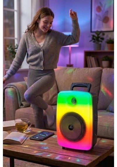 Özel Üretim Bluetooth Hoparlör Mikrofonlu Gts-1802 Siyah Ses Cihazı Parti Ürünü Müzik Aleti