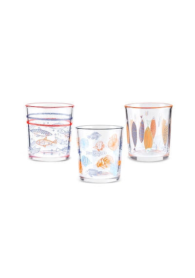 Karaca Marine 3'lü Su Bardağı 260 Ml, Mavi