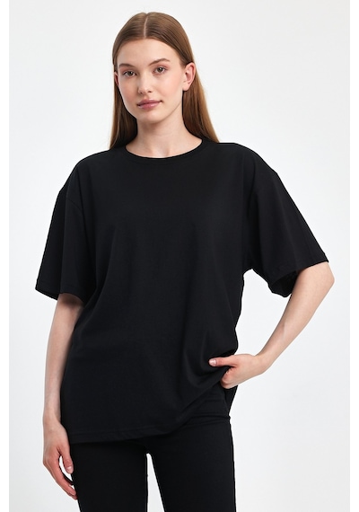 Odda Kadın Oversize Tişört P-009408 Siyah