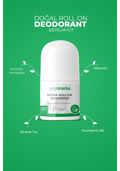 Yeşilmarka Bergamot Kokulu Doğal Unisex Roll-On Deodorant 50 ML