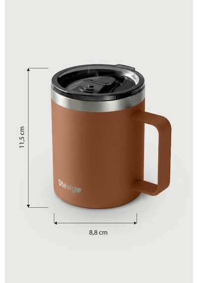 Stevig 1 Cap Daily Mug Kupa Çelik Termos 350 Ml Autumn Leaf St-267 Turuncu