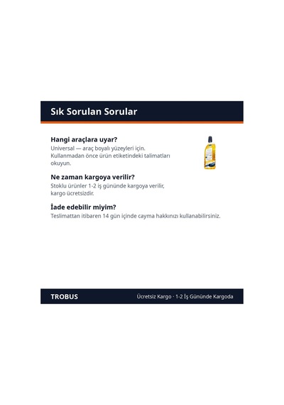 Trobus Oto Yıkama Şampuanı Konsantre Cilalı 1 Litre