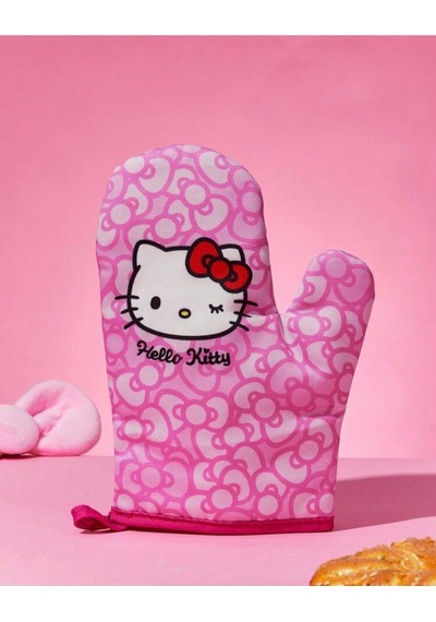 Hello Kitty Desenli Isıya Dayanıklı Pembe Fırın Eldiveni - Mutfak Tutacağı