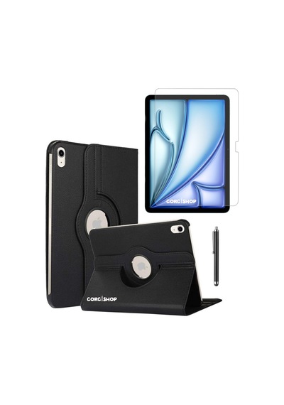 İpad Air 6. Nesil 11 Inç 2024/2025 Uyumlu 360 Dönerli Tablet Kılıfı 3lü Set Arka Kapak
