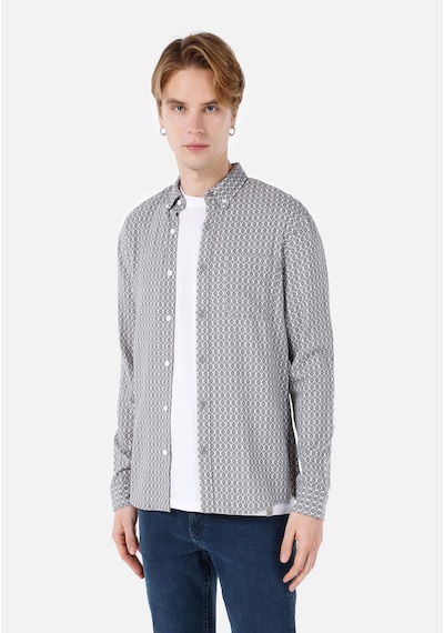Colin's Colins Slim Fit Shirt Neck Baskılı Erkek Gri Uzun Kol Gömlek Cl1068168 Q1.v1 Gra Gri