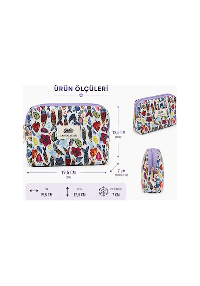Özel Seri Mini Boy Makyaj Çantası,%100 Pamuk Kanvas Kumaş,fermuarlı Kozmetik Çantası,19,5x12,5x7 Cm