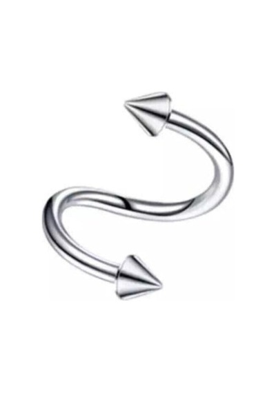 Takıconcept Unisex Gümüş Cerrahi Çelik Spiral Model Sivri Uçlu Helix Kıkırdak Piercing, Gri Genel