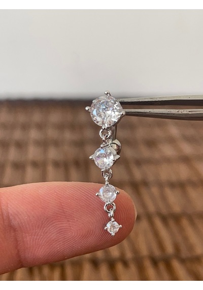 316 L Cerrahi Çelik Ters Modeli Özel Tasarım Göbek Piercingi Gümüş