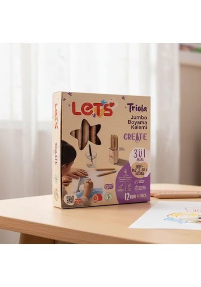 Lets Boya Kalemi Triola 3in1 12 Renk Jumbo +fırça L04005 Çok Renkli