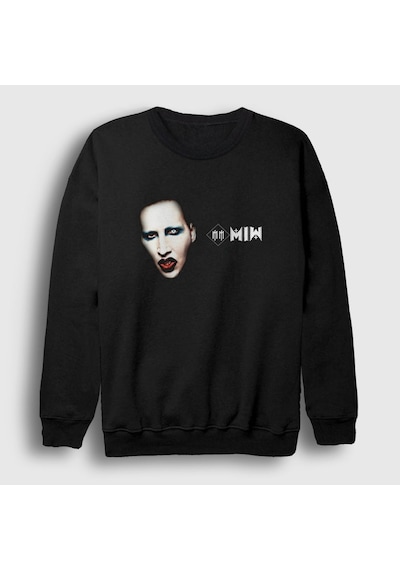 Presmono Unisex Mm Marilyn Manson Sweatshirt Siyah