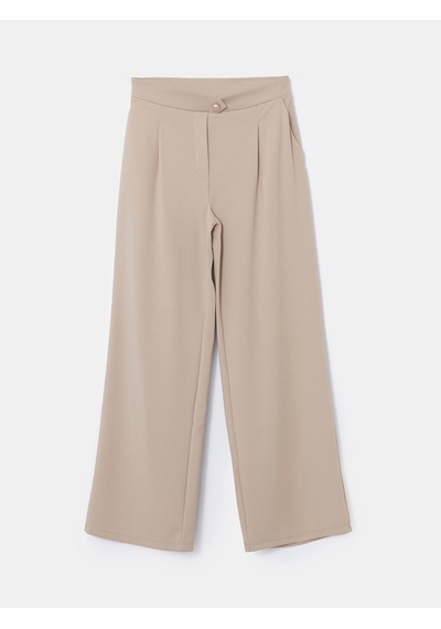 Lcw Vision Bej Loose Fit Krep Kadın Pantolon