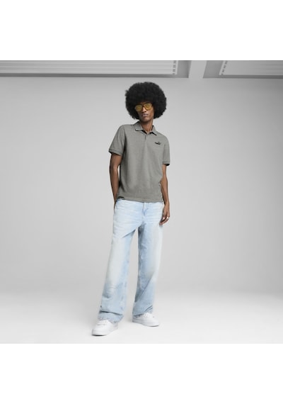 Puma Essentials No 1 Logo Pique Erkek Gri Polo Yaka Tişört Gri