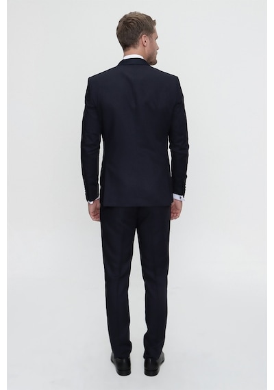 Morven Erkek Lacivert Santorin Ceremonia Jakarlı Slim Fit Dar Ke Lacivert