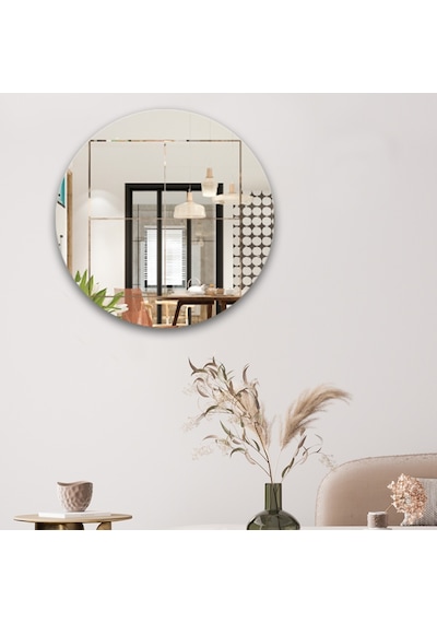 Ayna | Düz Ayna | Kare Kanallı | Çap60Cm Şeffaf