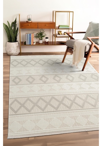 Tablo Tl004a Krem Halı Modern Desen Antialerjik Pamuk Taban Yıkanabilir Salon Halısı Yatak Odası