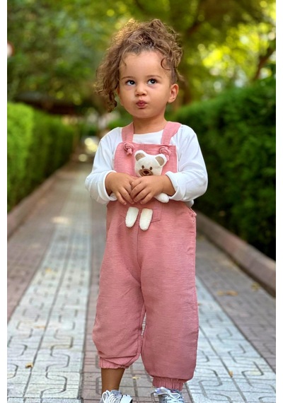 Unisex En Çizgi Fitilli Teddy Oyuncaklı 2'li Salopet 001