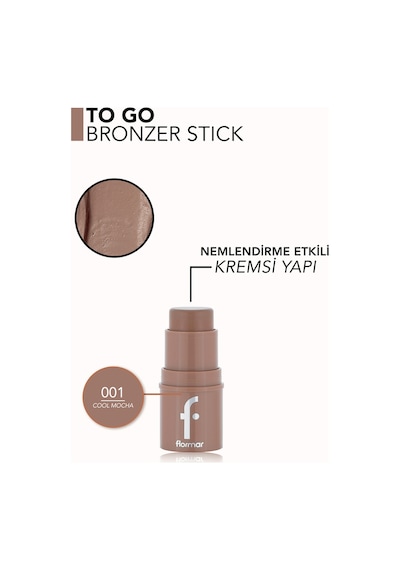 Flormar To Go Doğal Bitişli & Nemlendirme Etkili Kremsi Stick Bronzer 001Cool Mocha